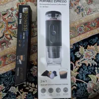 اسپرسو ساز پرتابل شارژی همراه یک بسته کپسول قهوه
