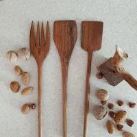 کف گیر و قاشق چوبی کاملا دست ساز