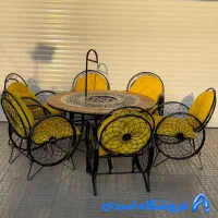 میز و صندلی باغی و اتش دان فلزی گازی و ذغالی