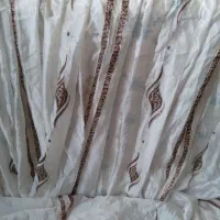 پرده توری طرح دار ۸متری پرچین نگین دار سفیدشکلاتی|پرده، رانر، رومیزی|مشهد, پورسینا|دیوار