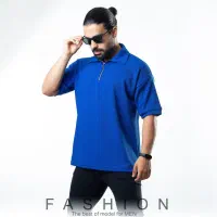 تیشرت مردانه یقه دار نیم زیپ