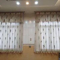 پرده حریر ترک با آستر ساتن و یالان پفکی