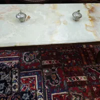 میز جلومبلی آنتیک چوبی و سنگ