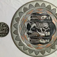 سینی  قدیمی  هم شکل|کلکسیون اشیاء عتیقه|اصفهان, دوطفلان|دیوار