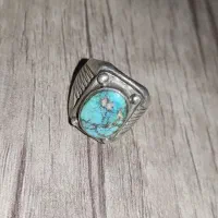 انگشترمردانه نقره با نگین فیروزه