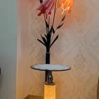 آباژور و میز تلفن بلند کنار مبلی
