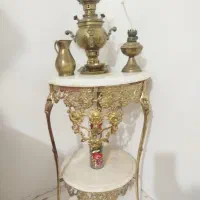 میز خاطره برنز و سماور قوری پارچ و گرد سوز کاسه