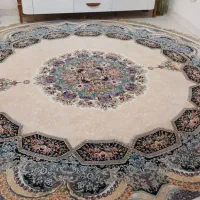 فرش دایره طرح هالیدی کرم 1200 شانه