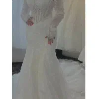 لباس عروس تمام دانتل ماهی دنباله دار