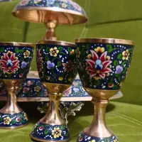 شربت خوری مس و پرداز میناکاری با جام مخصوص ساقی|صنایع دستی و سایر لوازم تزئینی|قم, سالاریه|دیوار