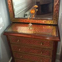 آینه و کنسول آنتیکLuxury Antique Brass Inlay Set