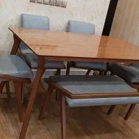 نهارخوری چوب آمریکایی ۶نفره طوسی