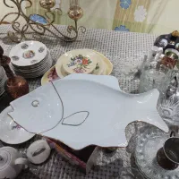 کاسه آبگوشت نعلبکی گل سرخ شکلات خوری قدیمی|ظروف سرو و پذیرایی|تبریز, |دیوار