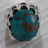 انگشتر نقره با نگین فیروزه نیشابور