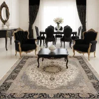 فرش دستباف بساک در کرج ۱۲ متر حاشیه سرمه ای کاشان|فرش|تهران, تولید دارو|دیوار