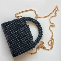 کیف مرواریدی مجلسی مشکی، شیک و مناسب هدیه روز زن|کیف، کفش، کمربند|قم, شاه سید علی|دیوار