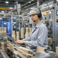 اپراتور خانم جهت کار با دستگاه تولید لیوان کاغذی