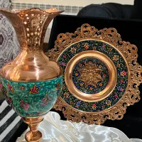 ست سنبلدان وبشقاب مس وپرداز به همراه باکس مخمل