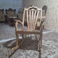صندلی راک چوبی بی رنگ