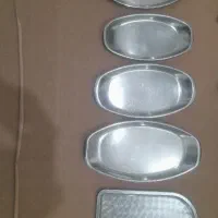 دیس استیل و سینی زیر سماوری در حد نو
