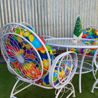 مبلمان ویلایی میز و صندلی باغی کالسکه دسته بیضی