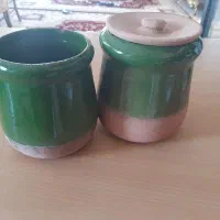 دیزی در دار گلی و نعلبکی گلی ۶عدد