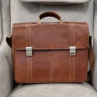 کیف اداری دستدوز چرم طبیعی