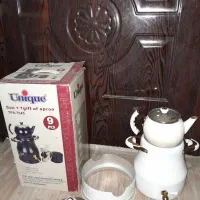 کتری قوری لعابی سفید با قندان