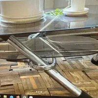 میز جلو مبلی پایه استیل شیشه ای بزرگ سالم نو