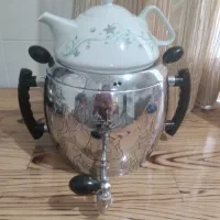 سماور به همراه قوری سینی و کاسه|سماور، چای‌ساز، قهوه‌ساز|قزوین, |دیوار