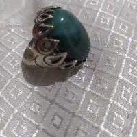 انگشتر عقیق سبز خراسان نقره و رکاب دور اشکی|جواهرات|آستانه اشرفیه, |دیوار