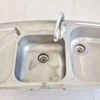 سینک ظرفشویی دوقلو همراه با شیر اهرمی
