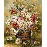 نخ و نقشه تابلوفرش گل و گلدان