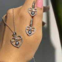 نیم ست نقره چشم نظر قلبی نقره بدون اجرت رضازاده۷۴۰