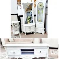 میز تلویزیون و آینه و کنسول و ساعت ایستاده