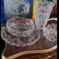 ظروف کریستال گل برجسته /آلمانی /صورتی|ظروف سرو و پذیرایی|کرج, عظیمیه|دیوار