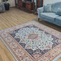 فرشینه چاپی نقشه سنتی زمینه آبی