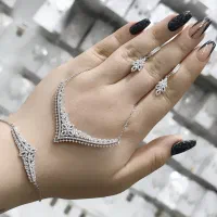 سرویس لوکس جواهر تمام نقره مدل شبدر عین طلا