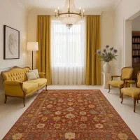 فرش دستباف (بساک)۱۱ متری نقشه مدرن قرمز