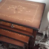 میز وسط به همراه ۳ عدد عسلی معرق چوب