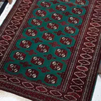 قالیچه ترکمنی اصل به رنگ زمینه سبز