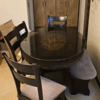 ست ناهارخوری بیضی شیشه‌ای دودی، بسیار شیک و سالم