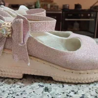 کفش دخترانه مجلسی براق صورتی