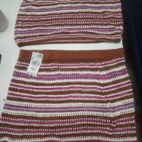 تاپ دامن بافت خوشرنگ سفید صورتی