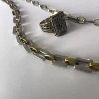 زنجیر ورساچه طلایی،نقره‌ای و انگشتر ست با زنجیر