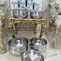 سرویس قابلمه استیل کفه چدن ضخیم مارک معروف oms ترک