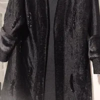 مانتو مخمل مشکی مجلسی خزه دار شیک