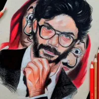 سفارش سیاهقلم.طراحی چهره و نقاشی مدادرنگی.هدیه خاص