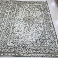 فرش جفت 9 متری کاشان کرم طوسی دستبافت