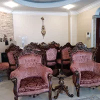 مبل استیل چوب راش ۷ نفره همراه با میز ناهارخوری